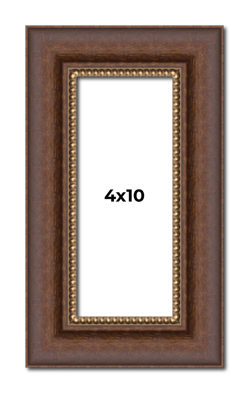 4x10 Traditional Picture Frame with UV-Resistant Acrylic & Acid Free Backing, Available in 3 Finishes - Black, Brown, Gold